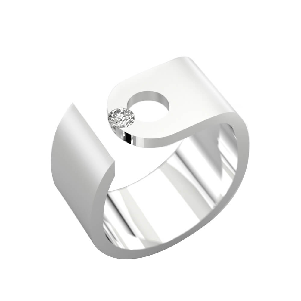 Anillo de diamantes de oro blanco de 18k con 1 diamante - Imagen 2
