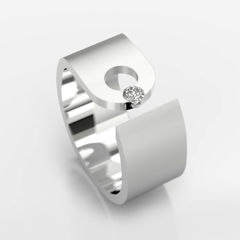 Anillo de diamantes de oro blanco de 18k con 1 diamante - Imagen 3