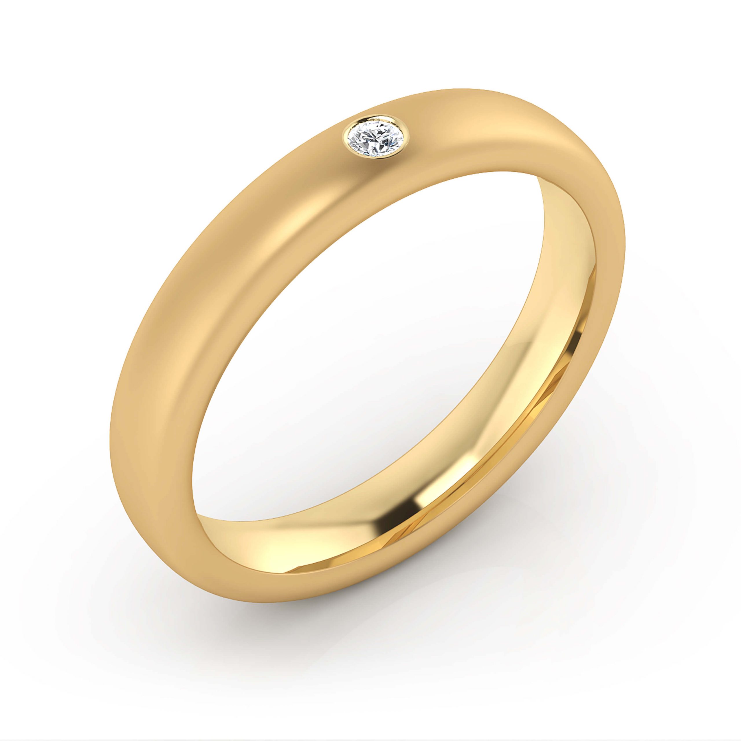 Alianza de boda de oro amarillo y un diamante - Imagen 3