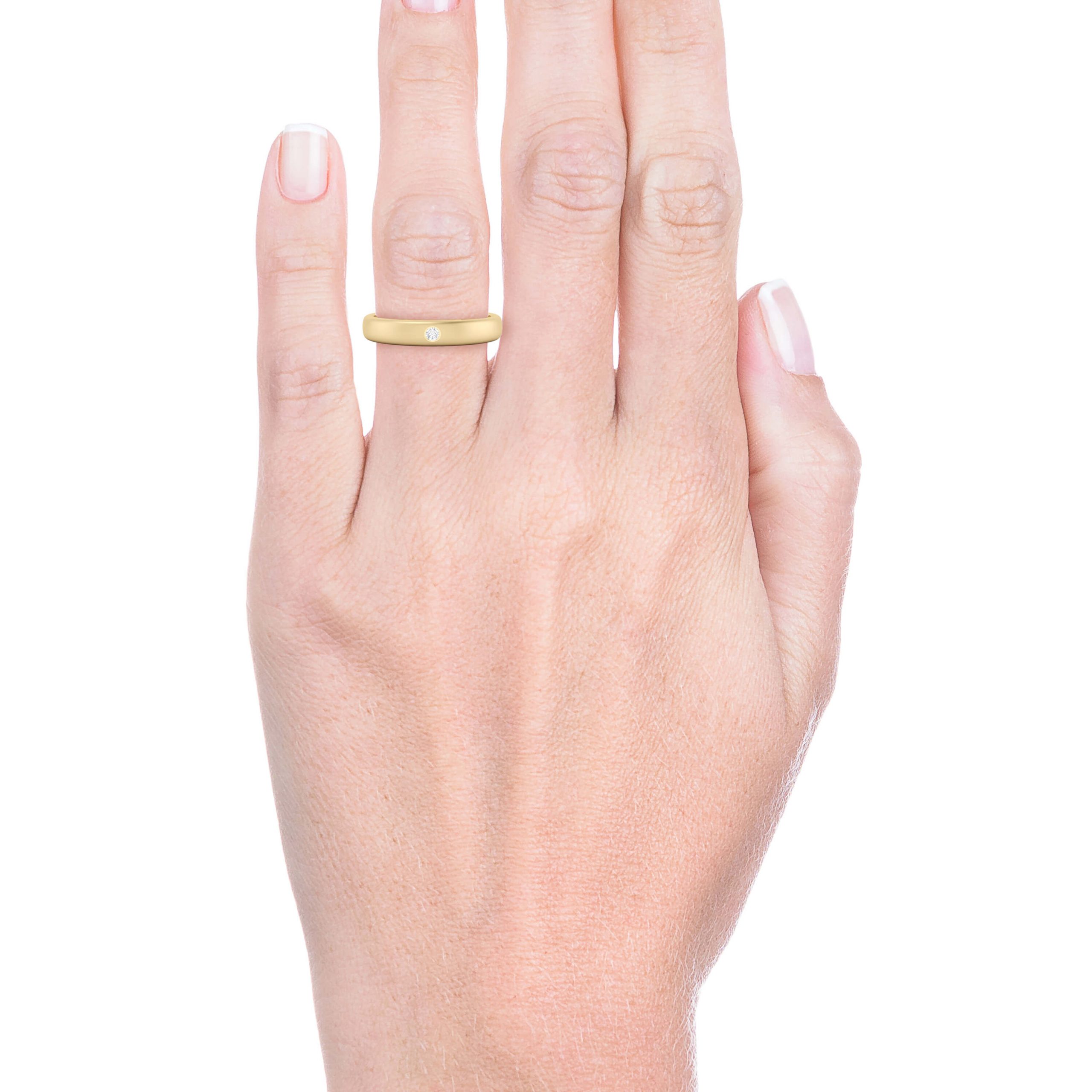 Alianza de boda de oro amarillo y un diamante - Imagen 4