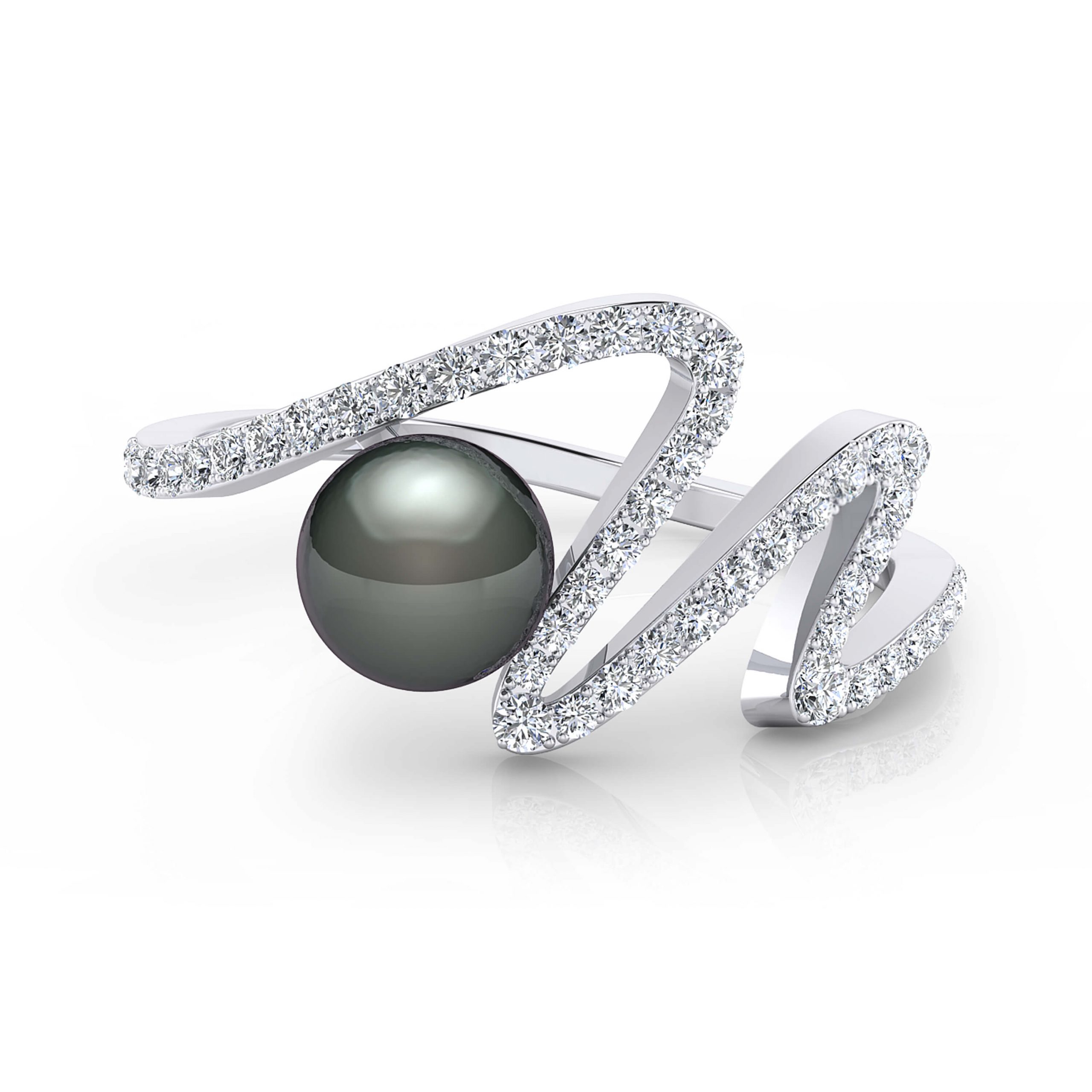 Anillo de diamantes de oro blanco de 18k con 58 diamantes - Imagen 2