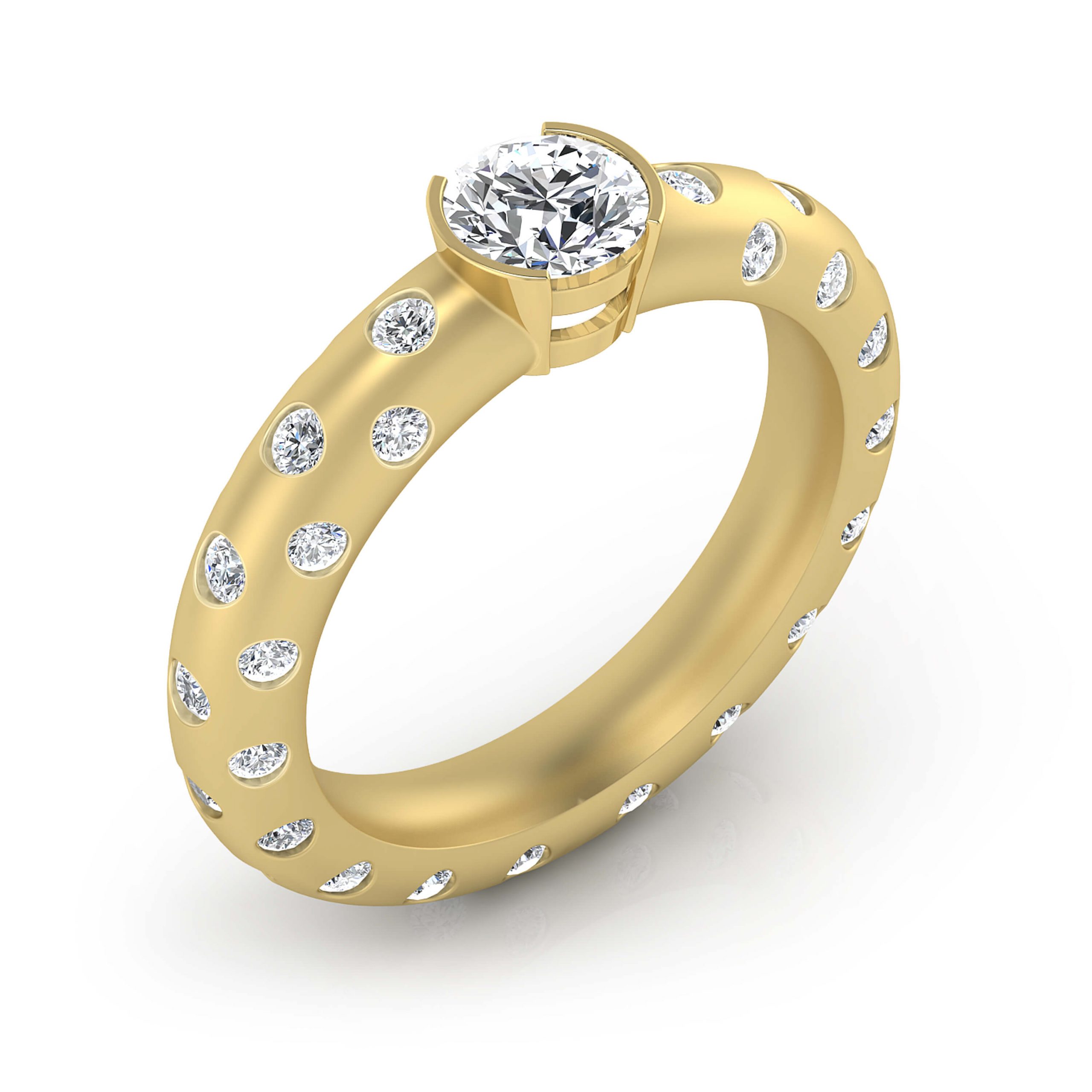 Anillos de compromiso de oro amarillo de 18k con 56 diamantes - Imagen 3