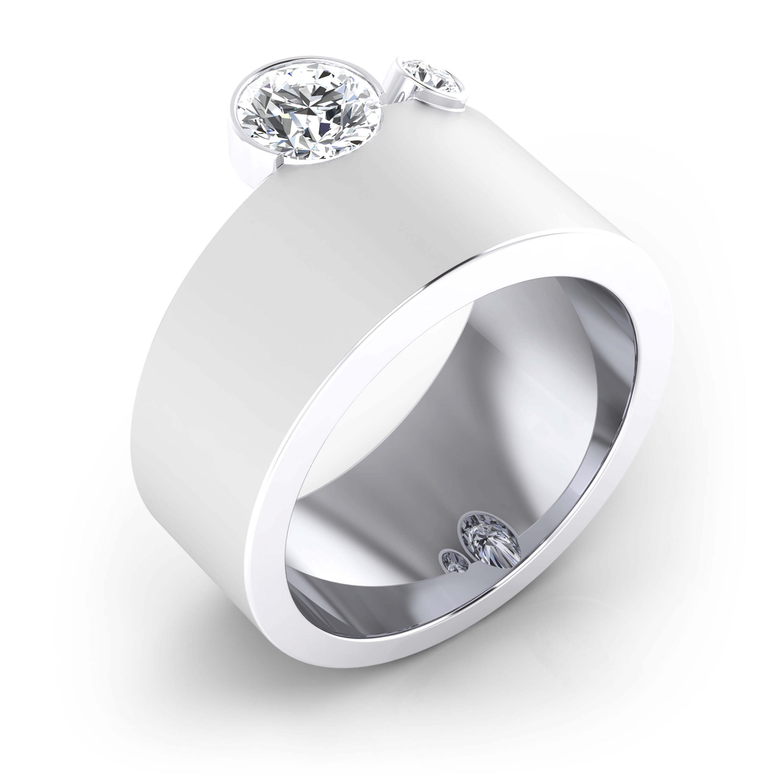 Anells de compromis en or blanc 18kt amb 2 diamants - Imatge 3