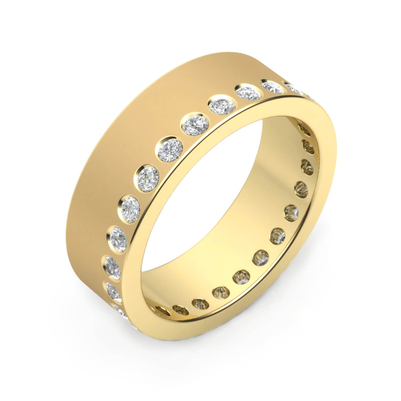 Aliança de Casament or groc 18k amb 26 diamants - Imatge 3