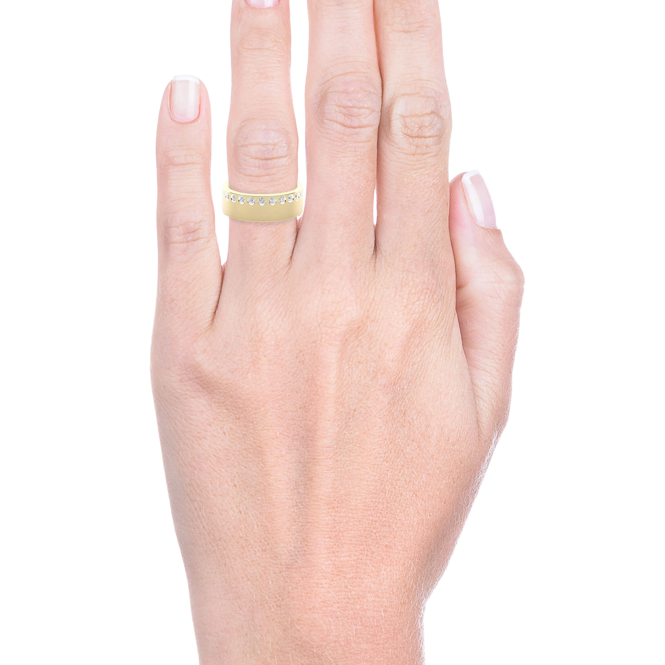 Aliança de Casament or groc 18k amb 26 diamants - Imatge 4