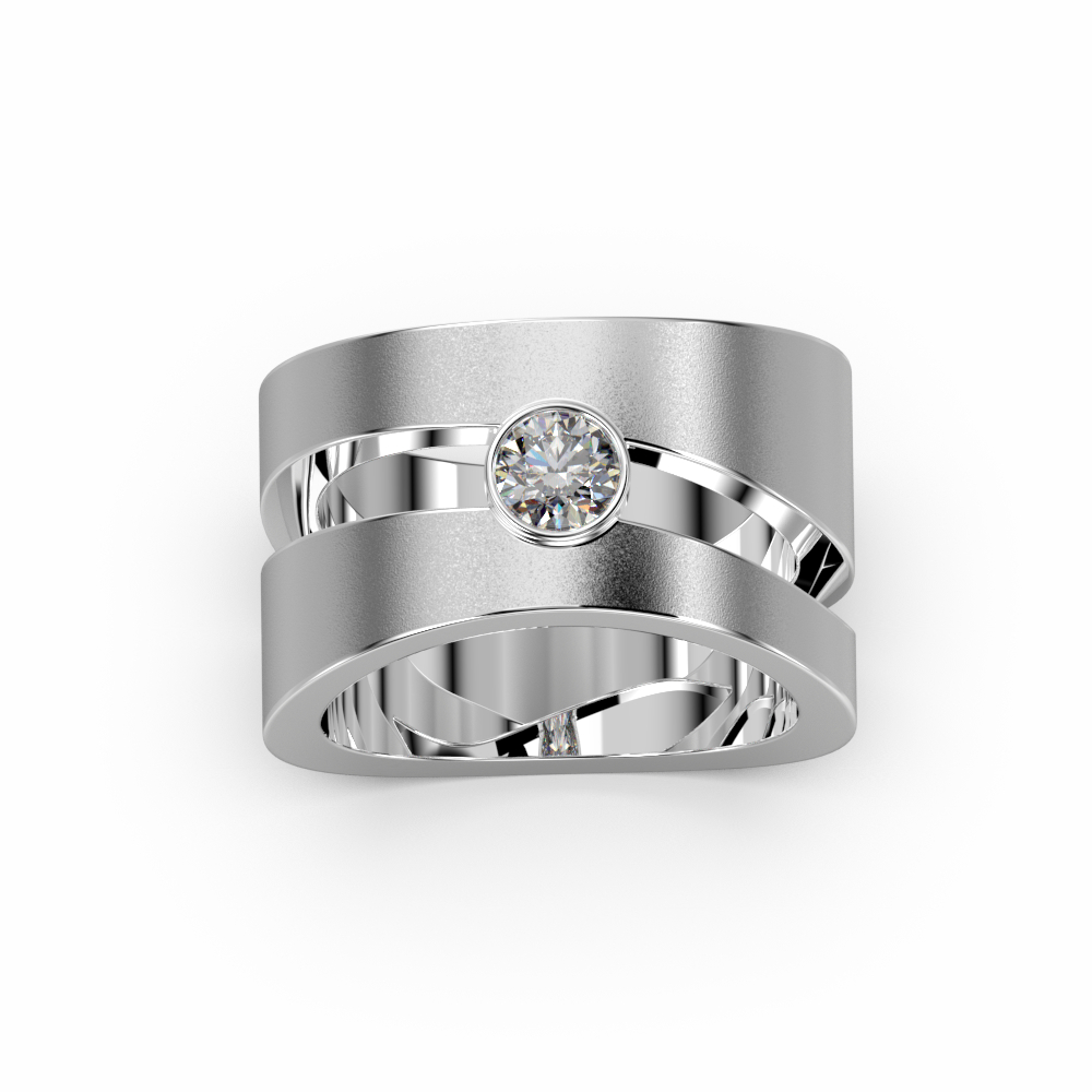 Anell de compromís en or blanc 18kt amb 1 diamant - Imatge 2