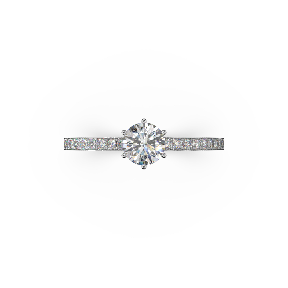 Solitario de compromiso en oro blanco 18kt con 42 diamantes - Imagen 2