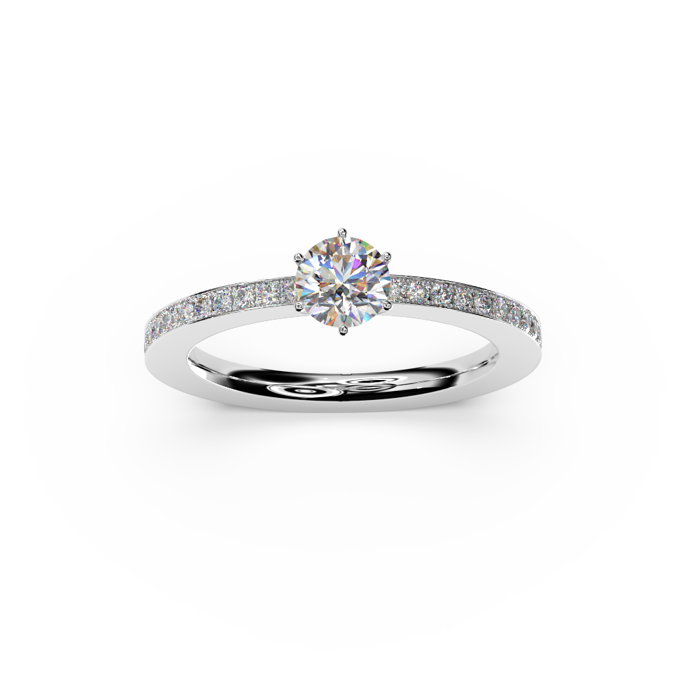 Solitario de compromiso en oro blanco 18kt con 42 diamantes - Imagen 3