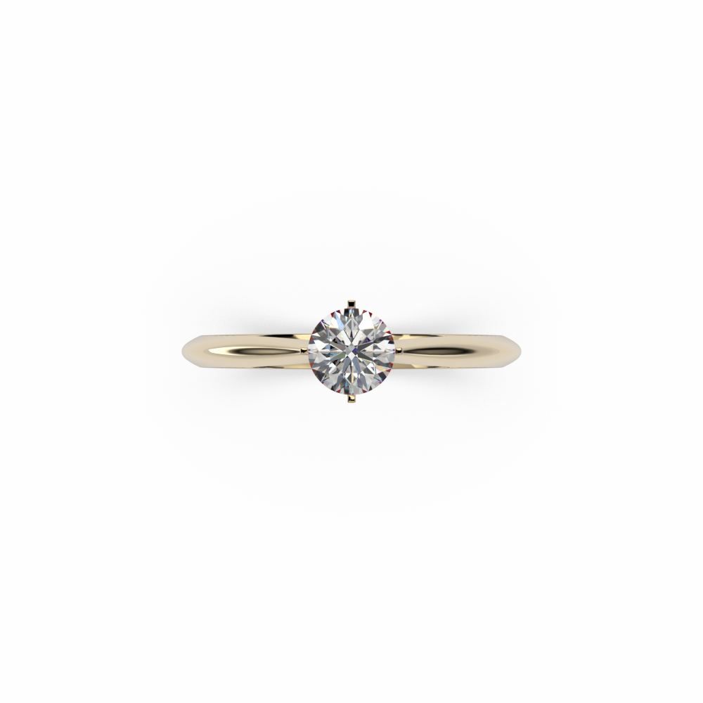 Anillo de compromiso de cuatro puntas, estilo solitario en oro amarillo 18kt - Imagen 2