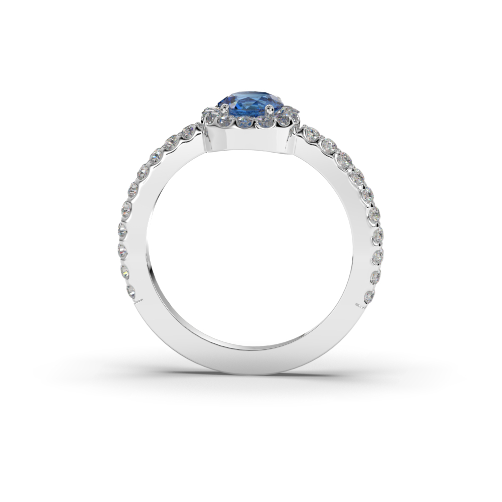 Anillo de compromiso con zafiro y orla de brillantes - Imagen 4