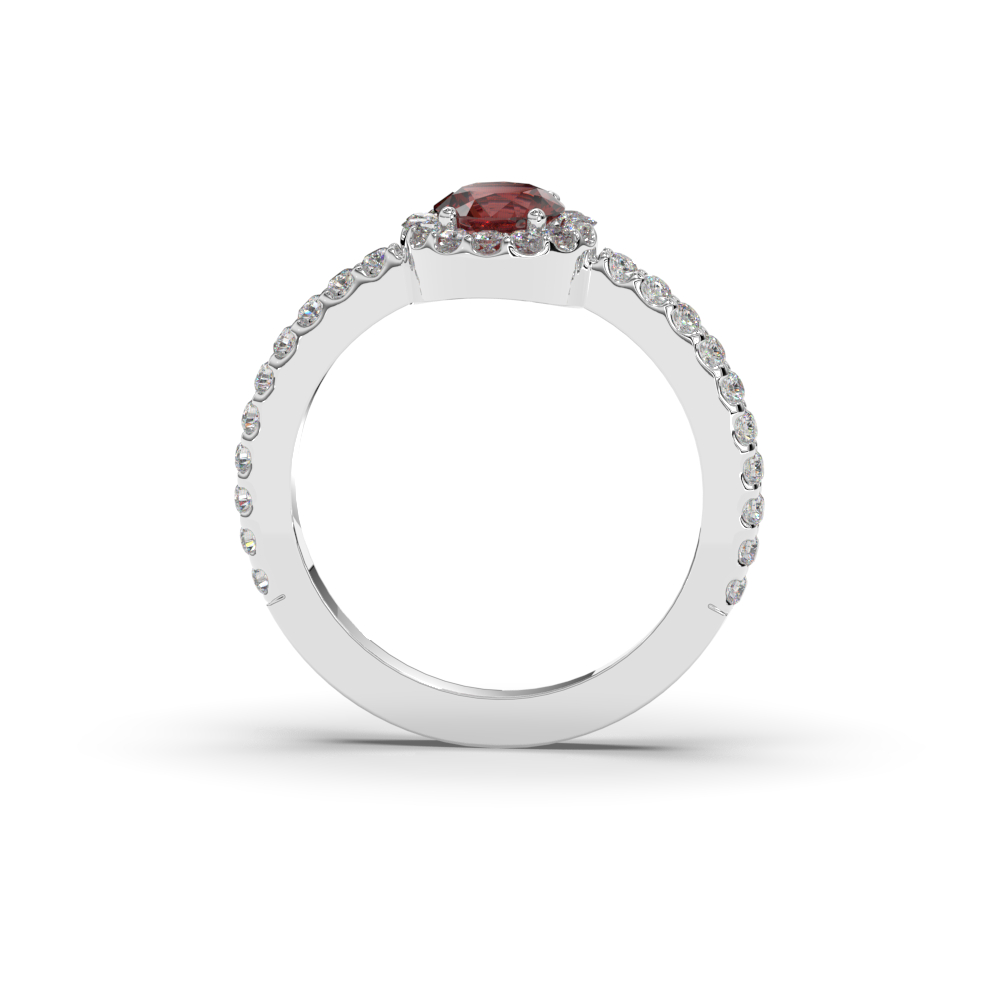 Anillo de compromiso con rubí y orla de brillantes - Imagen 4