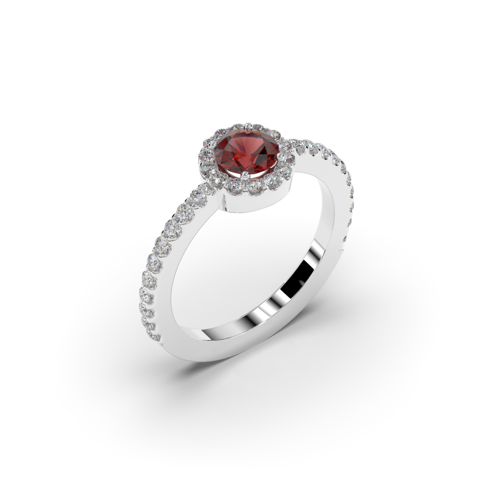 Anillo de compromiso con rubí y orla de brillantes - Imagen 3