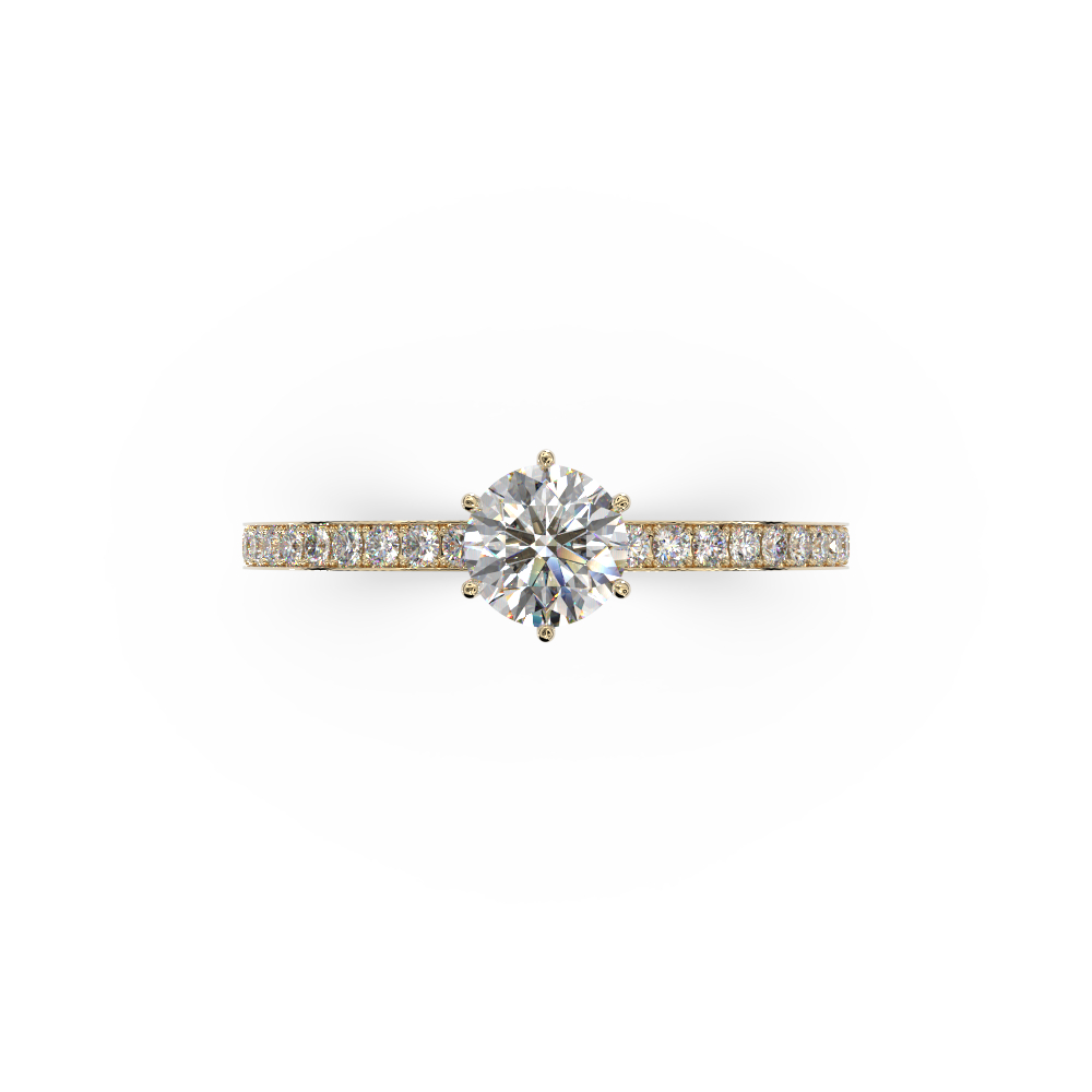 Solitario de compromiso en oro amarillo 18kt con 42 diamantes - Imagen 2