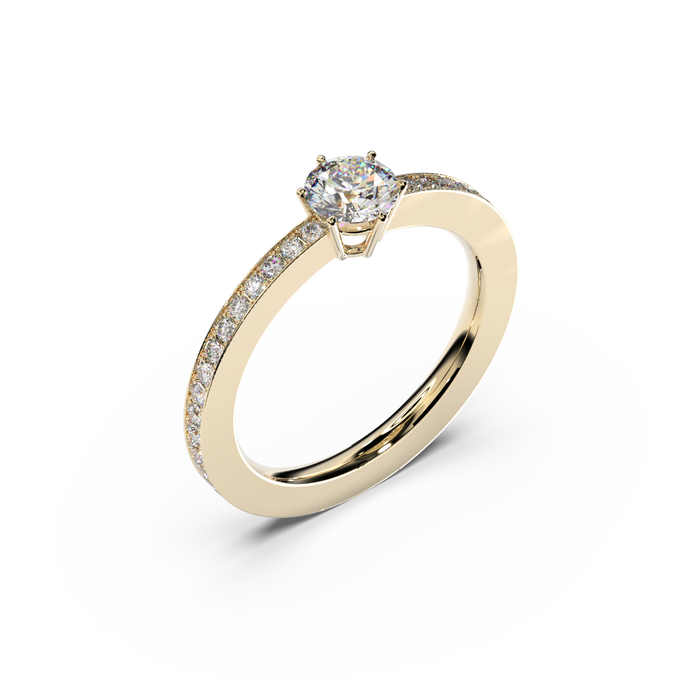 Solitario de compromiso en oro amarillo 18kt con 42 diamantes - Imagen 4