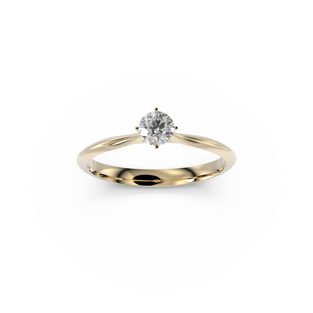 Anillo de compromiso de cuatro puntas, estilo solitario en oro amarillo 18kt - Imagen 3