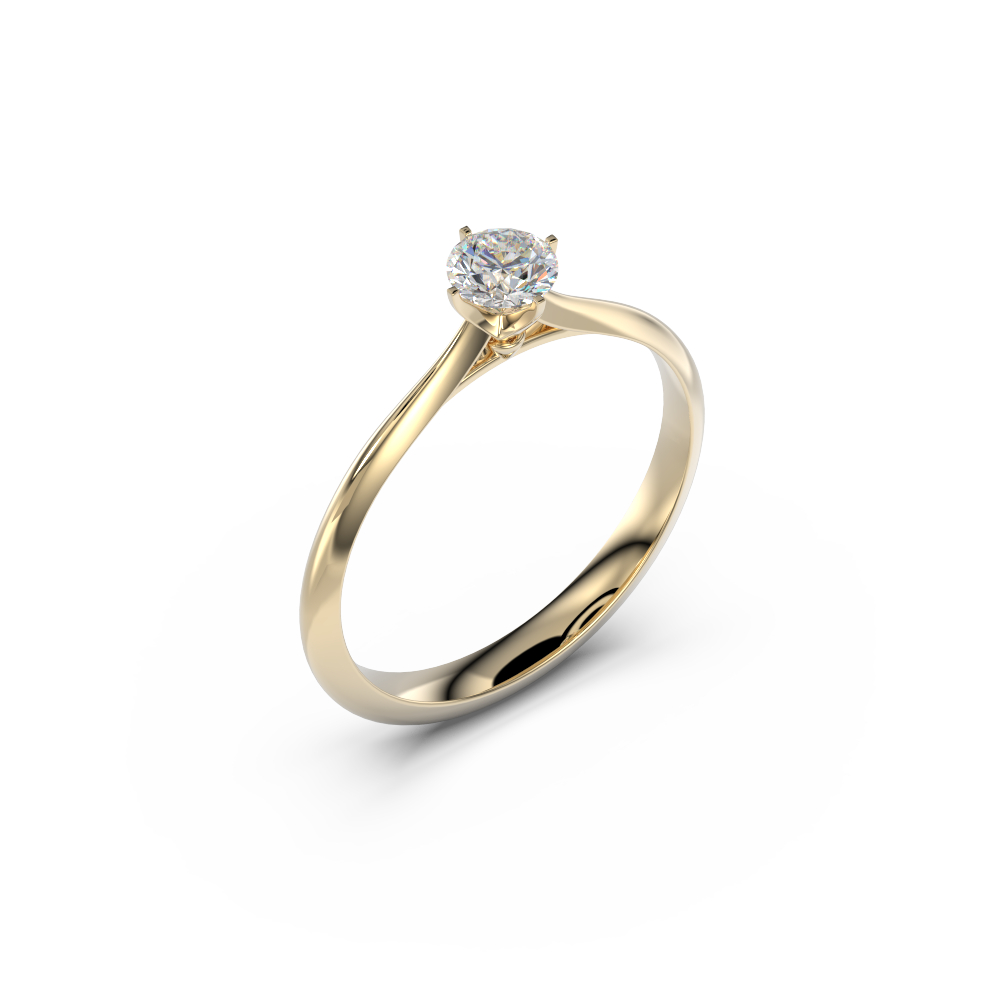 Anillo de compromiso de cuatro puntas, estilo solitario en oro amarillo 18kt - Imagen 5