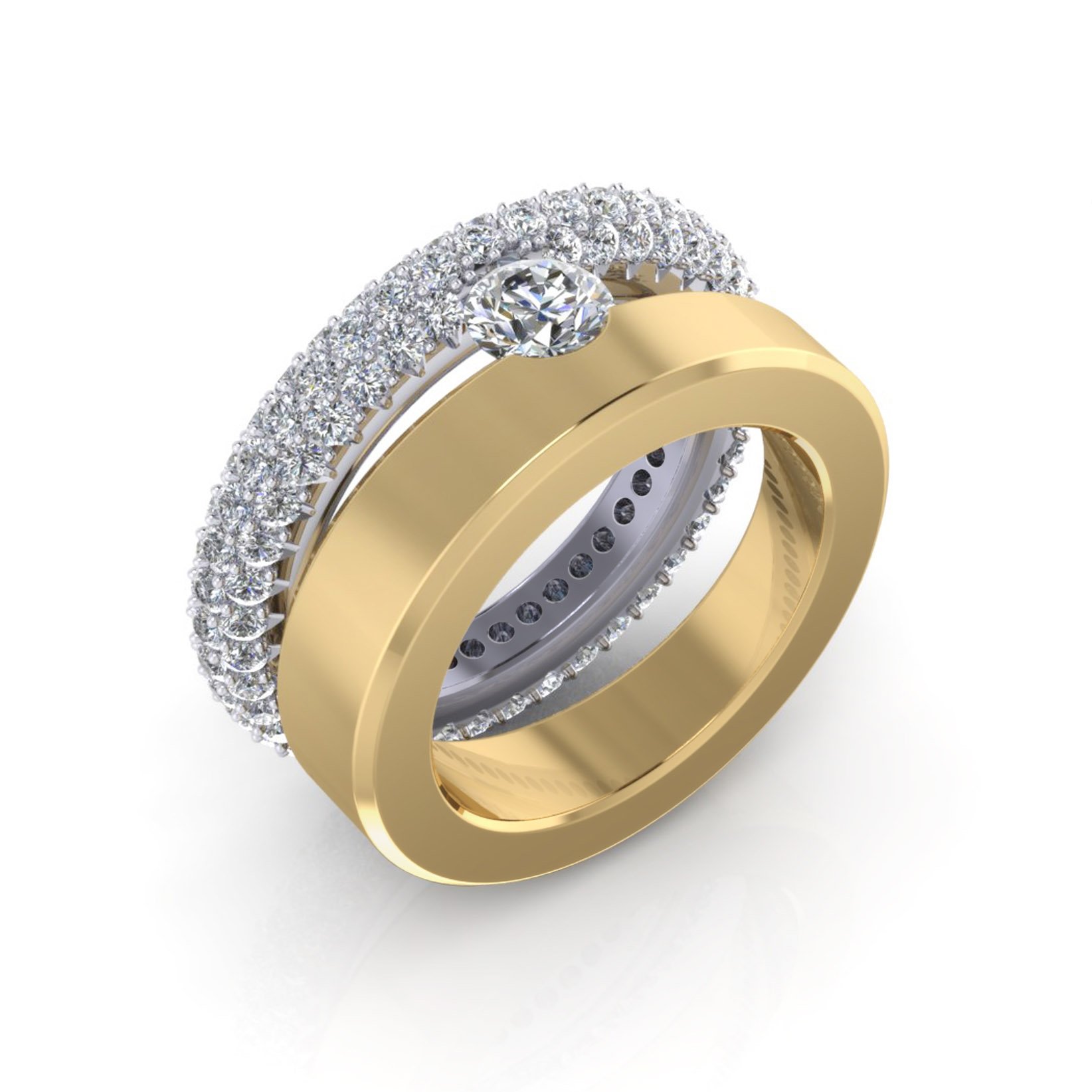 Engagement rings 18k white yellow gold 59 brilliant cut diamond