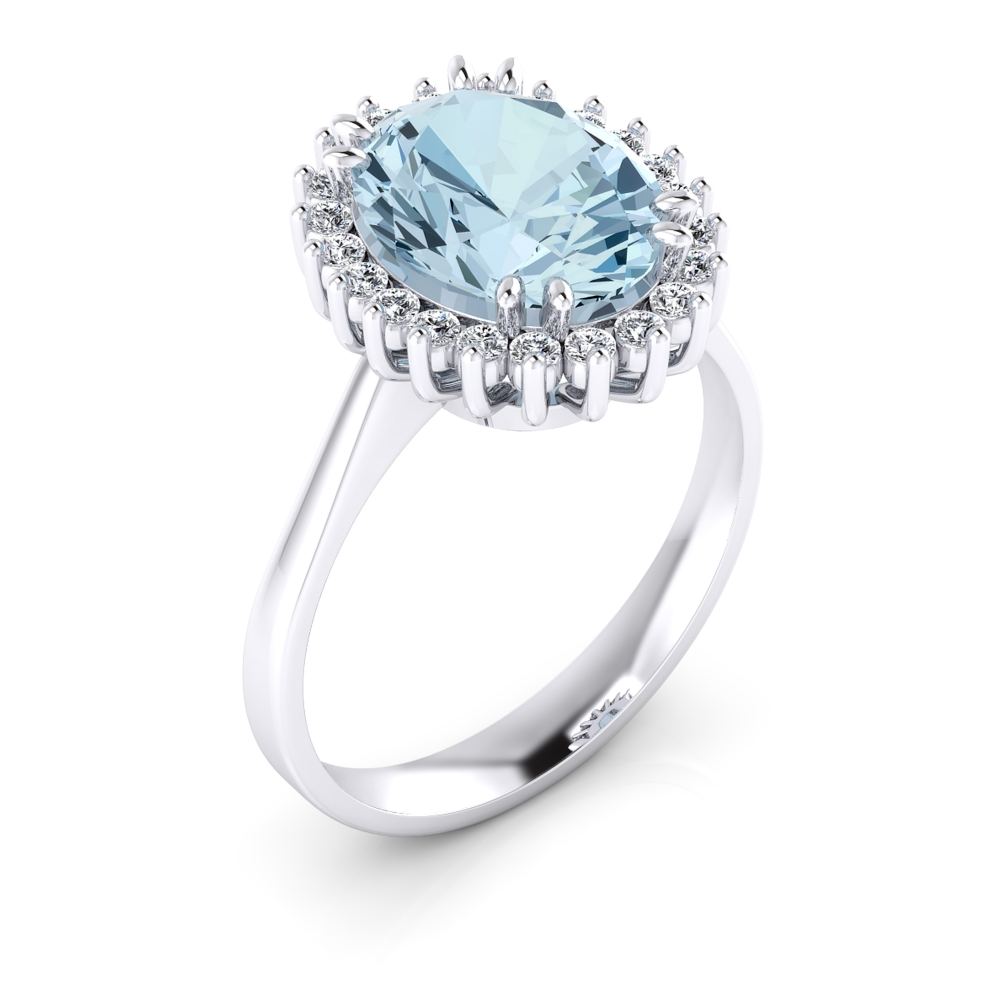 anillo de compromiso con aguamarina