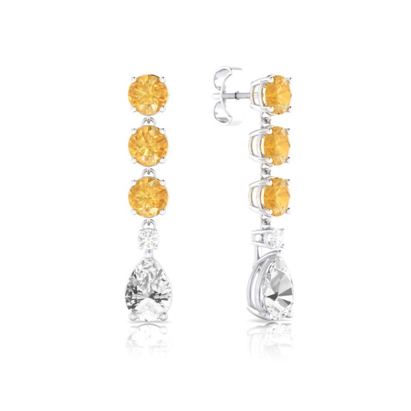 pendientes largos con piedras preciosas