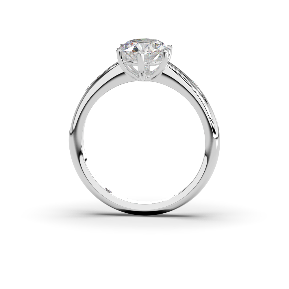 Solitario de oro blanco con diamante central y 4 brillantes - Imagen 5