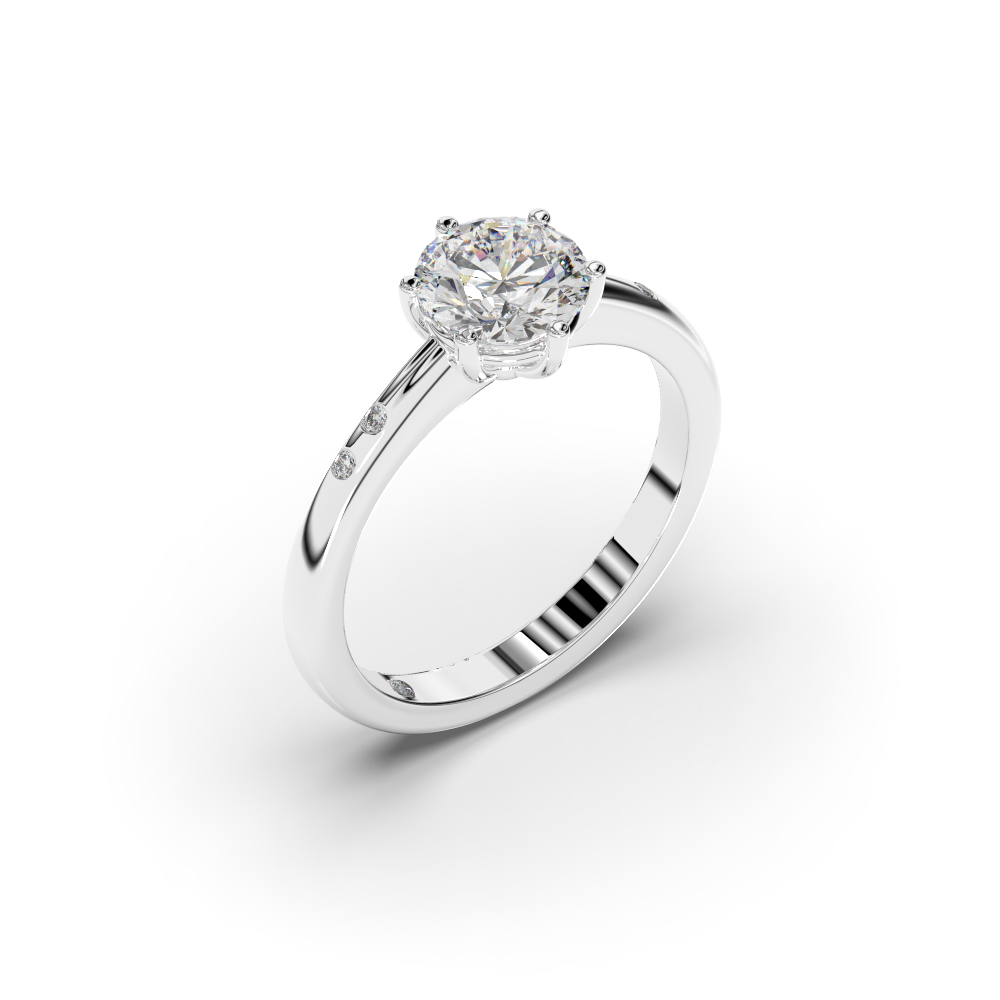 Solitario de oro blanco con diamante central y 4 brillantes - Imagen 4