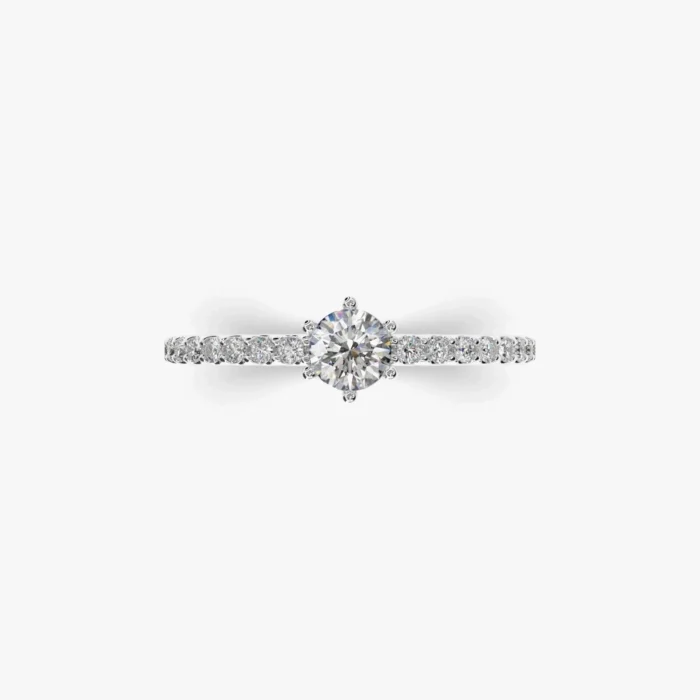 18kt white gold solitaire with 22 diamonds