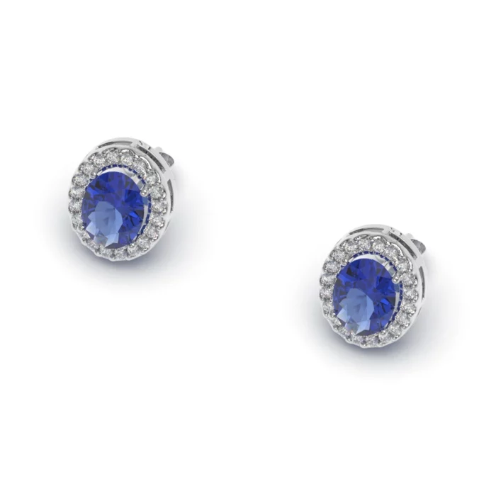 18k white gold earrings with sapphires and diamonds