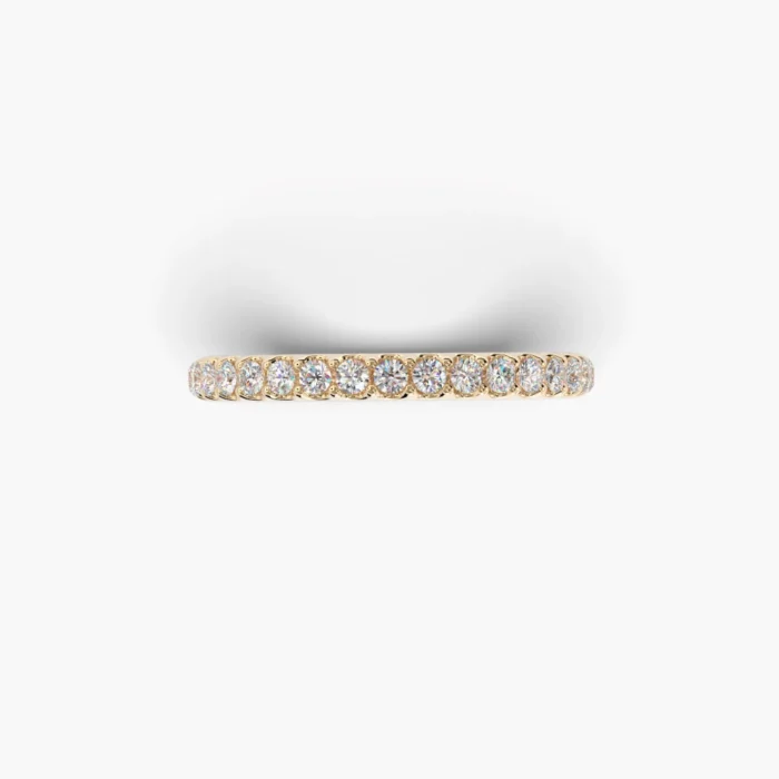 Aliança sencera de diamantes d'or groc de 18kt