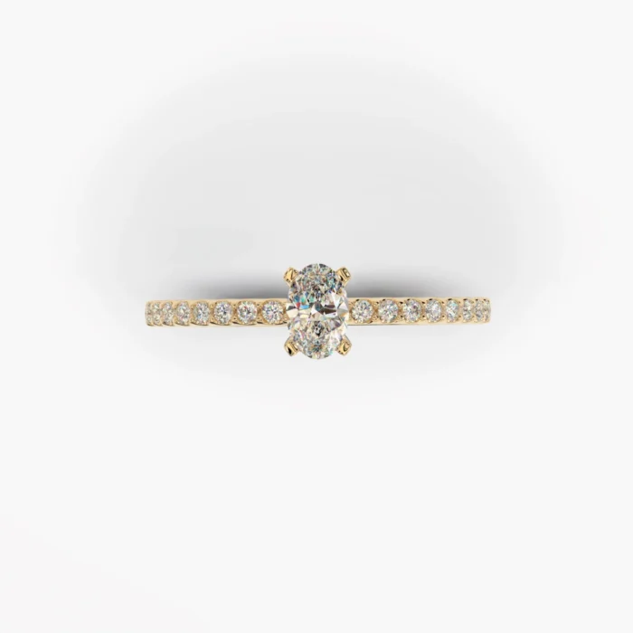 Solitari de compromís amb diamant talla oval i 16 brillants