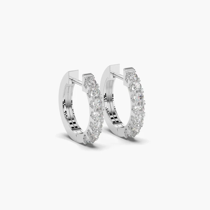 Pendiente de aro pequeño de oro blanco 18kt - 0.50qt