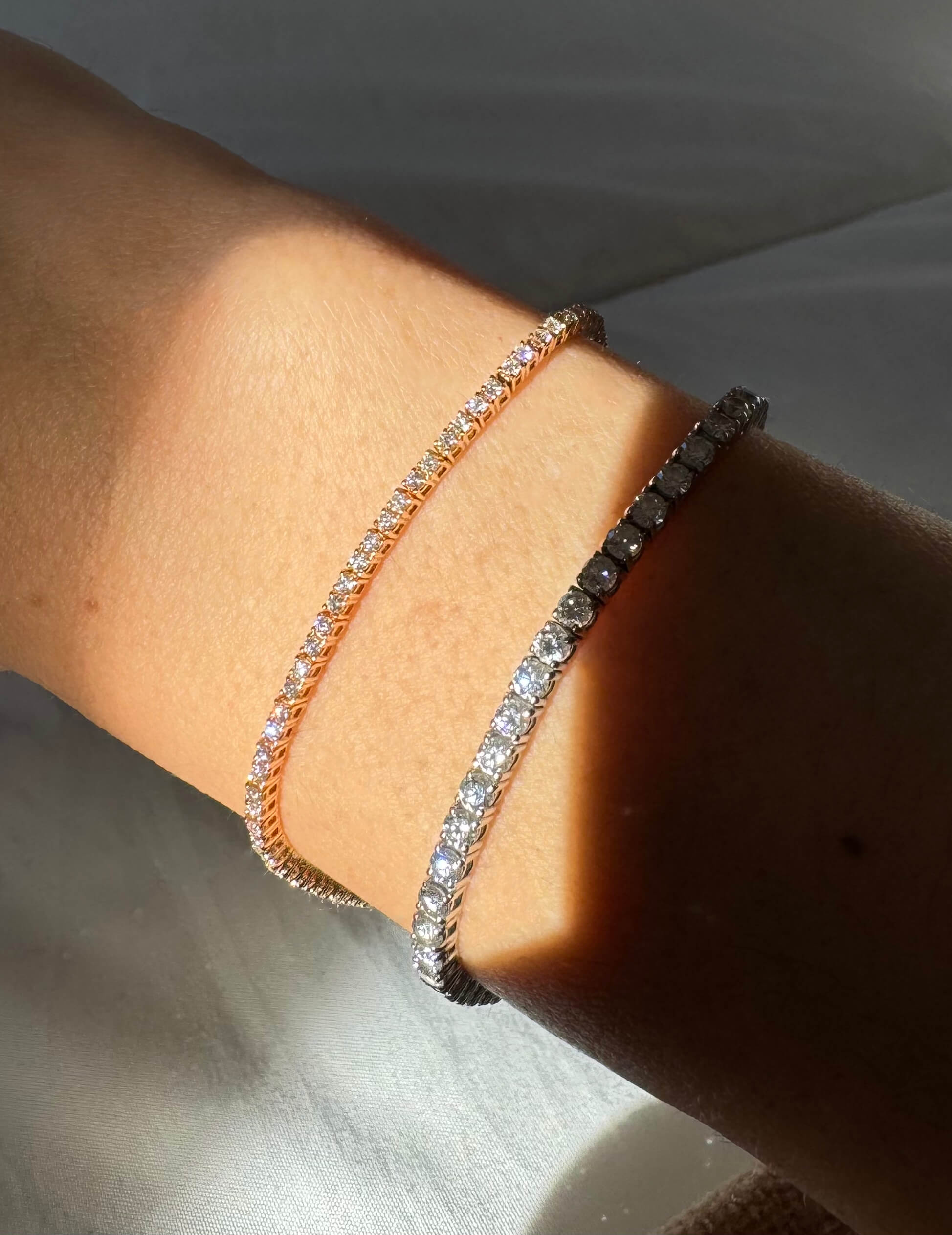 riviere de diamantes en oro rosa de 18 kt