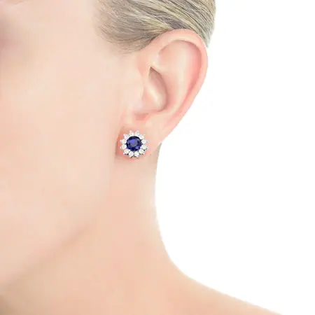 pendientes de diamantes y zafiro