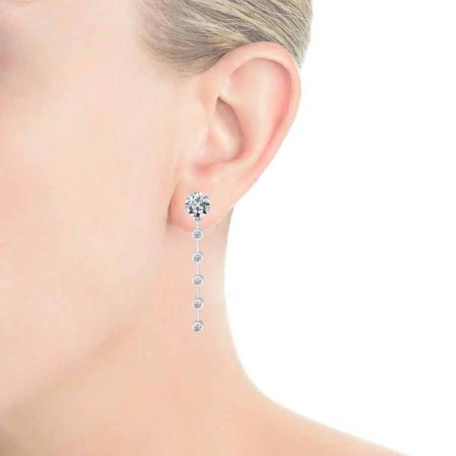 pendientes largos de oro blanco