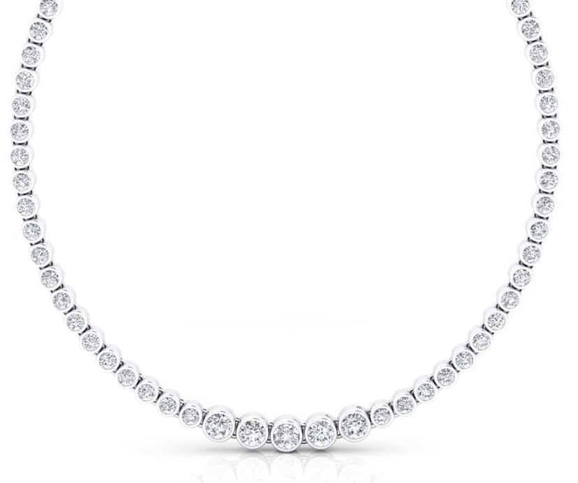 Collar de autor en oro blanco con 94 diamantes en talla brillante, elaborado en el taller Clemència Peris